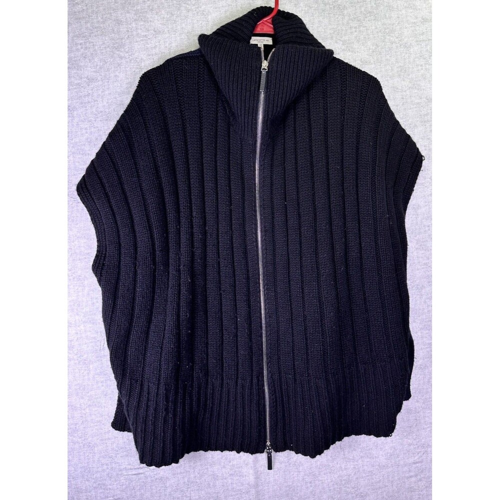 Lafayette 148 Cashmere Silk Turtleneck Poncho Sweater One Size Luxe 2-tone